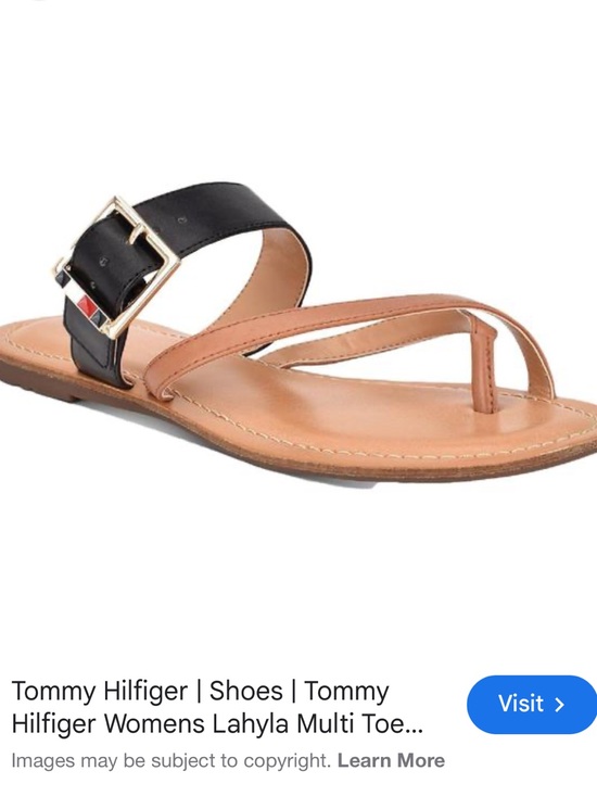 Tommy Hilfiger Shoes - Tommy Hilfiger Black and Tan Toe-Loop Buckle Sandal 8.5 lahyla thong